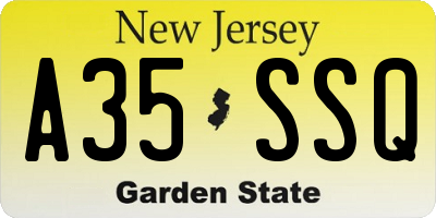 NJ license plate A35SSQ