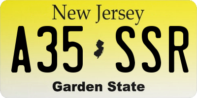 NJ license plate A35SSR