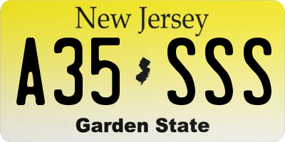 NJ license plate A35SSS