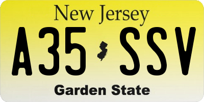 NJ license plate A35SSV