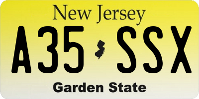 NJ license plate A35SSX