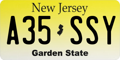 NJ license plate A35SSY