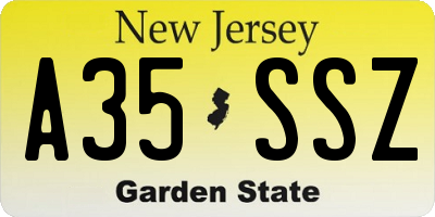 NJ license plate A35SSZ