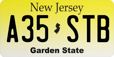 NJ license plate A35STB