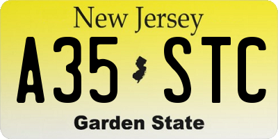 NJ license plate A35STC