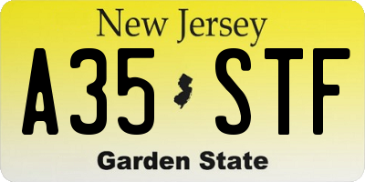 NJ license plate A35STF