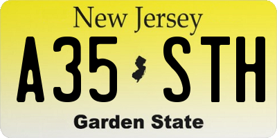NJ license plate A35STH