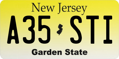 NJ license plate A35STI