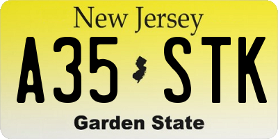 NJ license plate A35STK