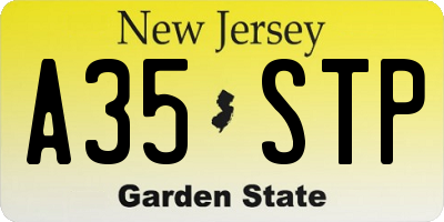 NJ license plate A35STP