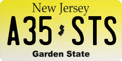 NJ license plate A35STS