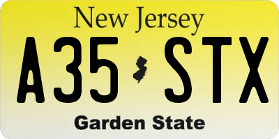 NJ license plate A35STX