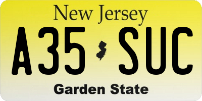 NJ license plate A35SUC