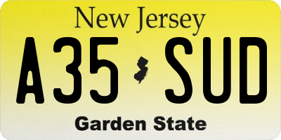 NJ license plate A35SUD