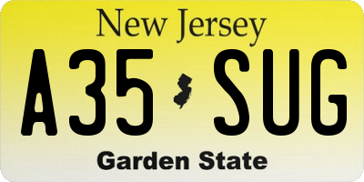 NJ license plate A35SUG