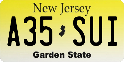 NJ license plate A35SUI