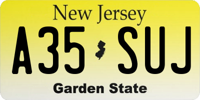 NJ license plate A35SUJ