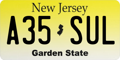 NJ license plate A35SUL