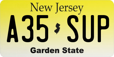 NJ license plate A35SUP