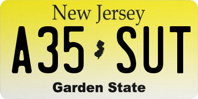 NJ license plate A35SUT