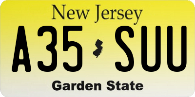 NJ license plate A35SUU
