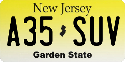 NJ license plate A35SUV