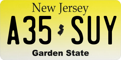 NJ license plate A35SUY