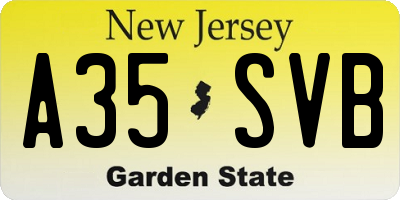 NJ license plate A35SVB