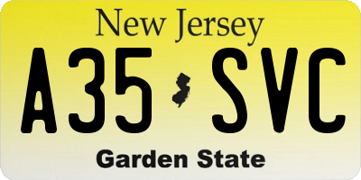 NJ license plate A35SVC