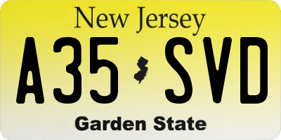 NJ license plate A35SVD