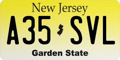 NJ license plate A35SVL