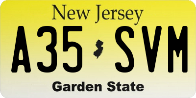 NJ license plate A35SVM