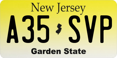 NJ license plate A35SVP
