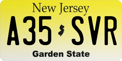 NJ license plate A35SVR