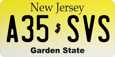 NJ license plate A35SVS