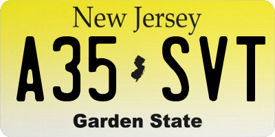 NJ license plate A35SVT