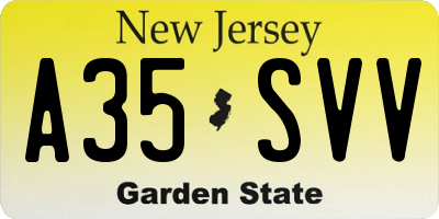 NJ license plate A35SVV