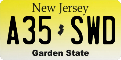 NJ license plate A35SWD