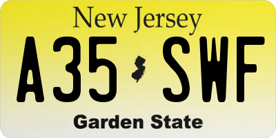 NJ license plate A35SWF