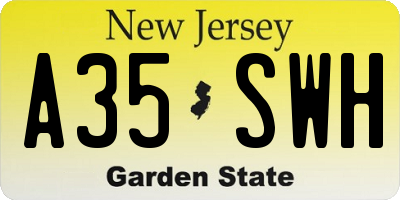 NJ license plate A35SWH