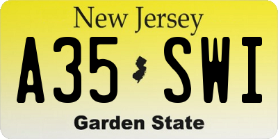 NJ license plate A35SWI