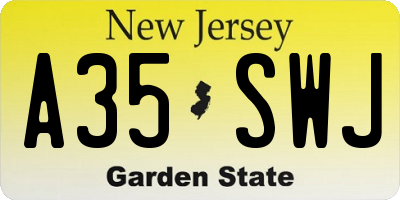 NJ license plate A35SWJ