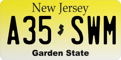 NJ license plate A35SWM