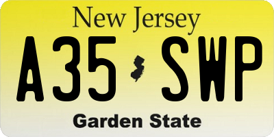 NJ license plate A35SWP