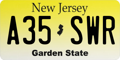 NJ license plate A35SWR
