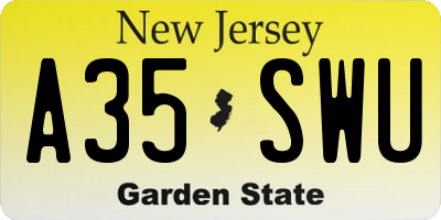 NJ license plate A35SWU