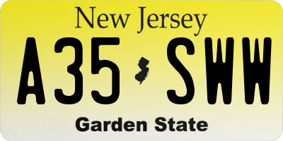 NJ license plate A35SWW