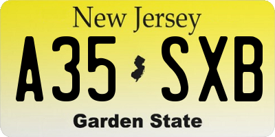 NJ license plate A35SXB