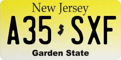 NJ license plate A35SXF