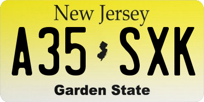 NJ license plate A35SXK